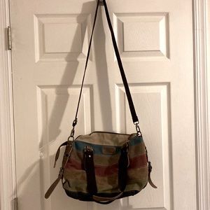Multi-Colored Canvas Striped Crossbody Bag